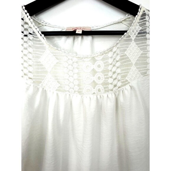 Hailey & Co Womens Sz M Tank Top Cream Ivory Blouse Flowy Embroidered Lace H2 - Picture 6 of 12